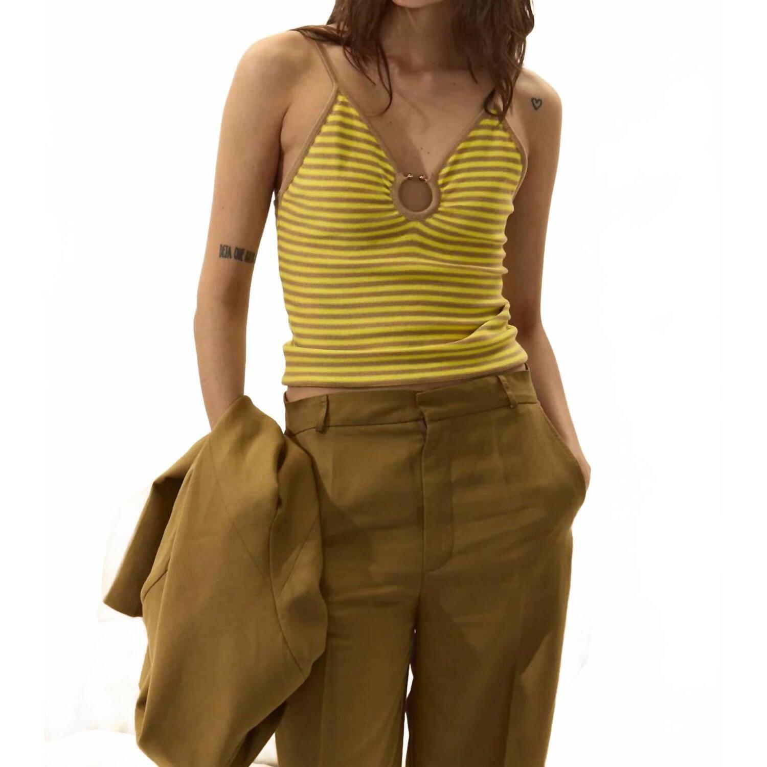 New Deluc Paros Stripe Halter Top In Butter Brown